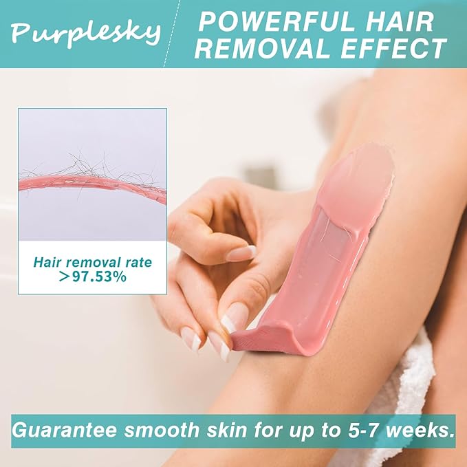 Hard Wax Beads, 1 Lbs Coarse Wax Beads for Hair Removal, Face Waxing Beads for Sensitive Skin, Brazilian, Bikini, Leg, Armpit, Home Waxing Bulk with Silicone Waxing Stick (lavender scent)