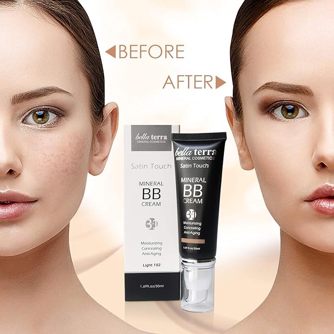 Bellaterra Cosmetics BB Cream – Tinted Moisturizer & Mineral Foundation Makeup, Light 102 – Lightweight, Oil-Free, Buildable Coverage, Matte Finish, Anti-Aging Concealer, Clean Beauty, 1.69 oz