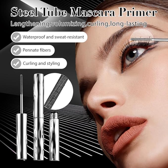 Iron Wand Mascara, 2026 New Length Curl Waterproof Quick-Drying Mascara, Waterproof Sweatproof Lengthening Curling Long Lasting Smudge Proof Tubing Mascara for Natural Lengthening (Black)