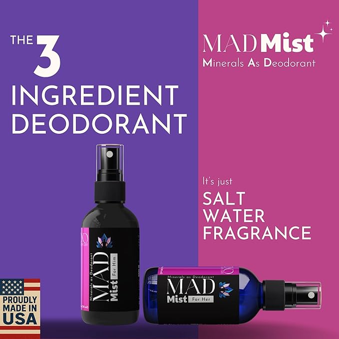 The 3 Ingredient Deodorant for Men and Women | Aluminum Free Deodorant Spray (His & Hers Set) | Hypoallergenic, Paraben Free, Non-aerosol, Vanilla Caramel for Her & Bergamot Blackcurrant for Him