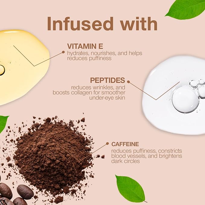 Palladio Under Eye Brightener, Conceal, Brightens, Reduces Appearance of Dark Circles, With Caffeine Peptides & Vitamin E, Tired Skin Color Correcting Brightener & Primer (Golden Tan)