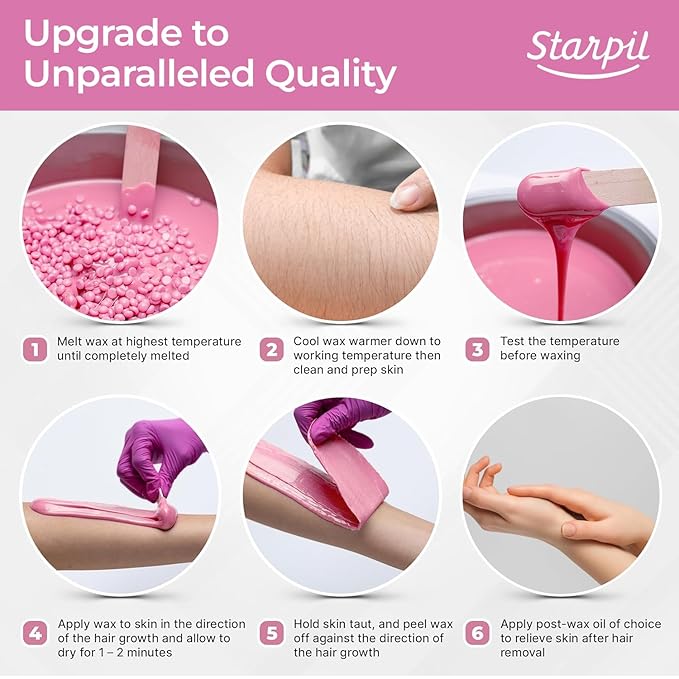 Starpil Wax 1000g / 2.2 lb Pink hypoallergenic Hard Wax Beads for body Hair Removal, Stripless Body Wax Beans, Polymer Blend Bikini Wax, Coarse Hair Removal hypoallergenic Beads for Sensitive Skin