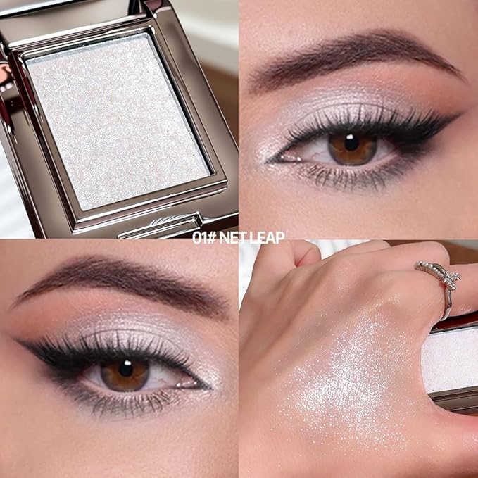 Single Glitter Eyeshadow Palette Makeup– velvet Cream Shimmer MIni Eye Shadow,Velvet Eyeshadow Palette –Shimmer Eye Makeup – Vegan& Cruelty-Free. (01#White glitter, 1 Count (Pack of 1))