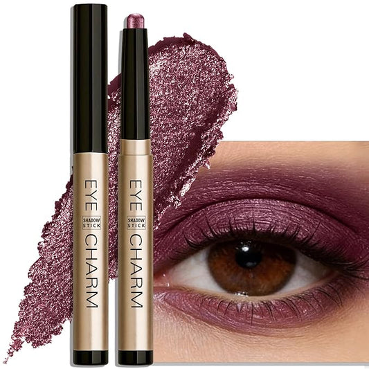 Cream Eyeshadow Stick, Plum Purple Eyeshadow for Older Women Long-Lasting Waterproof, Shimmer Metallic Eye Shadow Crayon Mauve Buildable & Blendable High Pigmented sombras para ojos