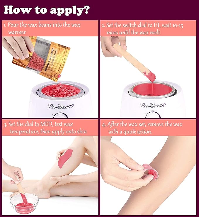 Charmonic Depilatory Wax, 17.5 Oz Hard Body Wax Beans for Women Men, Hair Removal European Beads 500g/1.1 lb (rose)