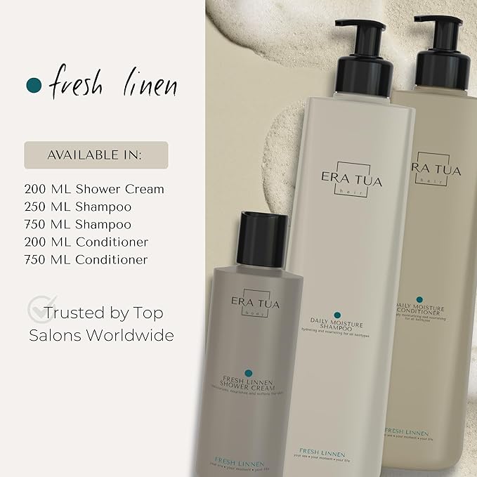 Fresh Linen Conditioner | Dutch Made & Formulated | Moisturizing & Repairing Conditioner for Dry, Damaged Hair | Uplifting Bergamot, Jasmine & Rose Scent | 200 ml