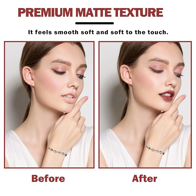 Matte Nude Lipstick Silky Velvet Lip Gloss Nude Lip Stain Paper Tube Lipsticks Non-Stick Cup, Waterproof Long Lasting Matte Lipstick for Women Daily Lip Makeup-08 Dark Red