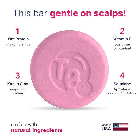 Hydrolyzed Oat Protein + Squalane Shampoo Bar for Girls - 4.5oz - For all Hair Types - Gentle on sensitive Eyes & Scalp - Natural, Tear-Free, Sulfate & Paraben-Free - Made in USA - 4.5oz