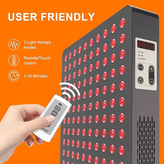 Red Light Therapy Device, Remote Control 300 Dual Chip Clinical Grade LED Lamp, 660nm 850nm Red Near Infrared High Power Panel, Great for Body, Face, Pain, Skin, 400W(Stand Sold Separately)