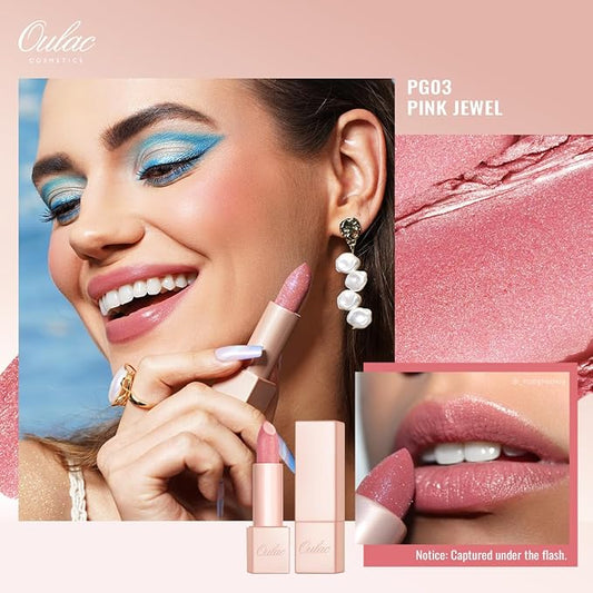 Oulac Moisturizing Pink Lipstick Set - 2PCS Vegan Tinted Lip Balm with Nourishing & Hydrating Formula for Soft, Radiant Lips, PG03+PG05