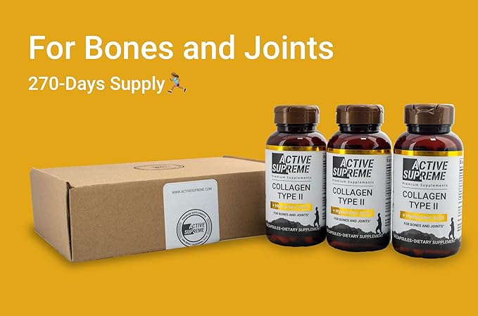 3 Pack Collagen Pills Type 2 for Joint and Cartilage Support - Grass Fed Beef Collagen Hydrolyzed Type 2 Capsules with Vitamin C and Hyaluronic Acid