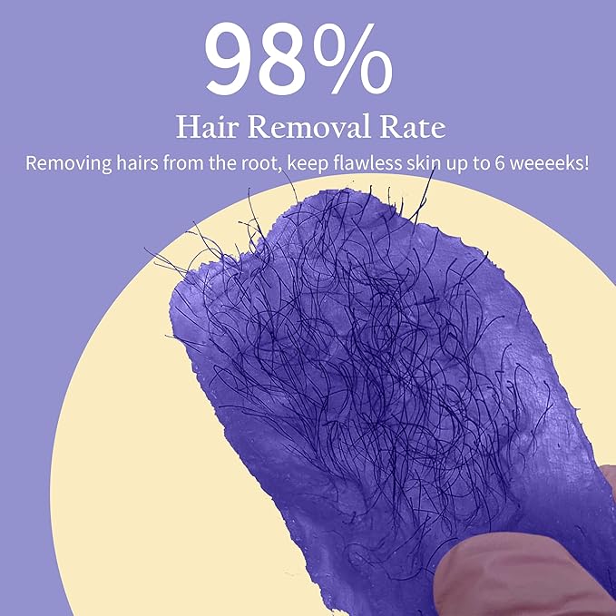 Maxpearl 2.5LB Hard Wax Beads for Hair Removal, Natural Lavender Formula - Brazilian Waxing, Sensitive Skin, Face, Underarms, Legs, Back, Chest and More, with 20 Wax Sticks, Purple