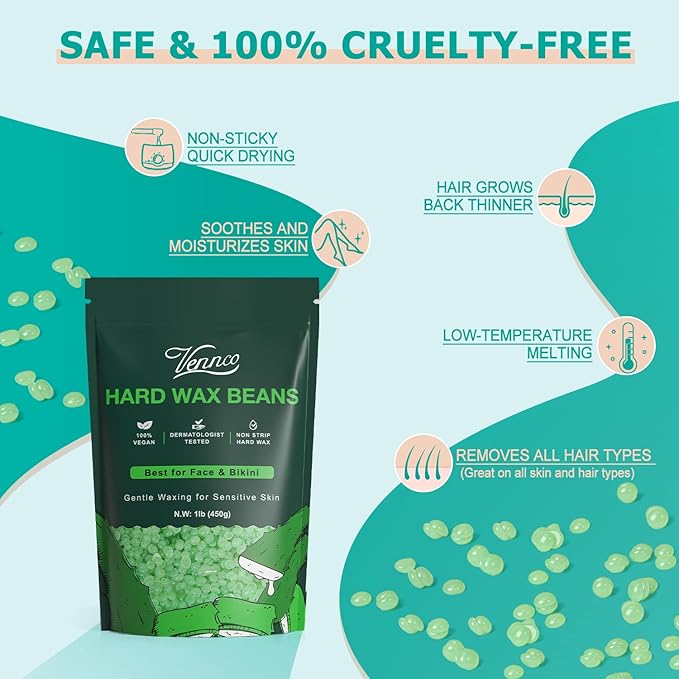 Hard Wax Beads, 1lb Wax Beans For Coarse Hair Removal Sensitive Skin With Pure Aloe Vera, For Face Eyebrow Leg Bikini Brazilian Waxing, Perfect For Full Body & All Hair Types At Home