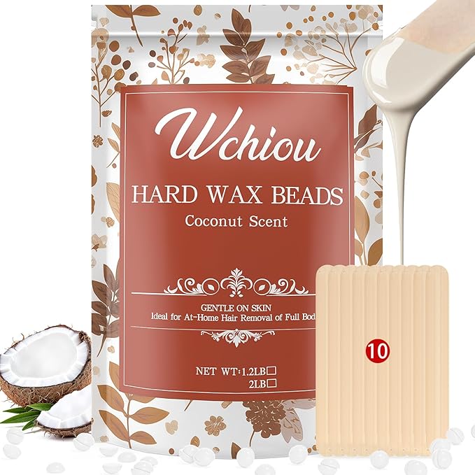 Wax Beads, Hard Wax Beads for Hair Removal, 2lb Waxing Kit for Women, With Coconut formula for Sensitive Skin, For Face Eyebrow Leg Bikini Brazilian Waxing, Coarse Body Hair Specific