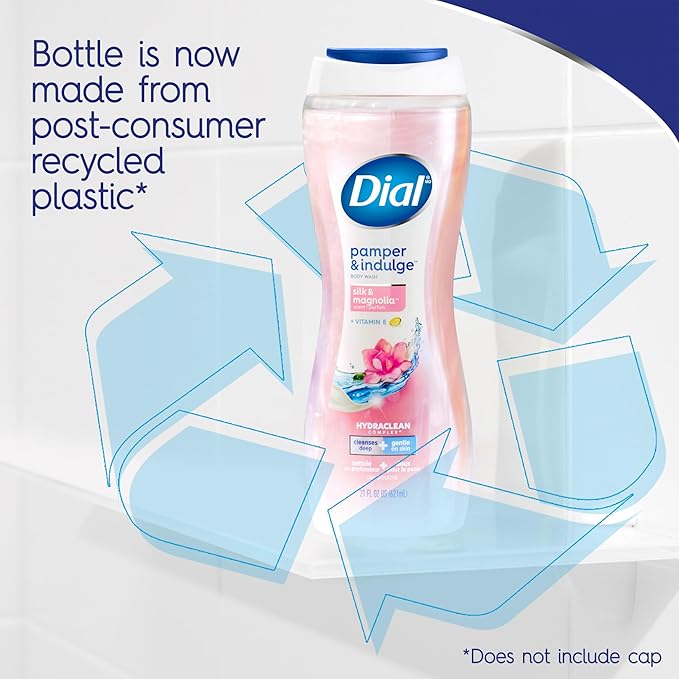 Dial Body Wash, Pamper & Indulge, Silk & Magnolia, 16 fl oz (Pack of 4)