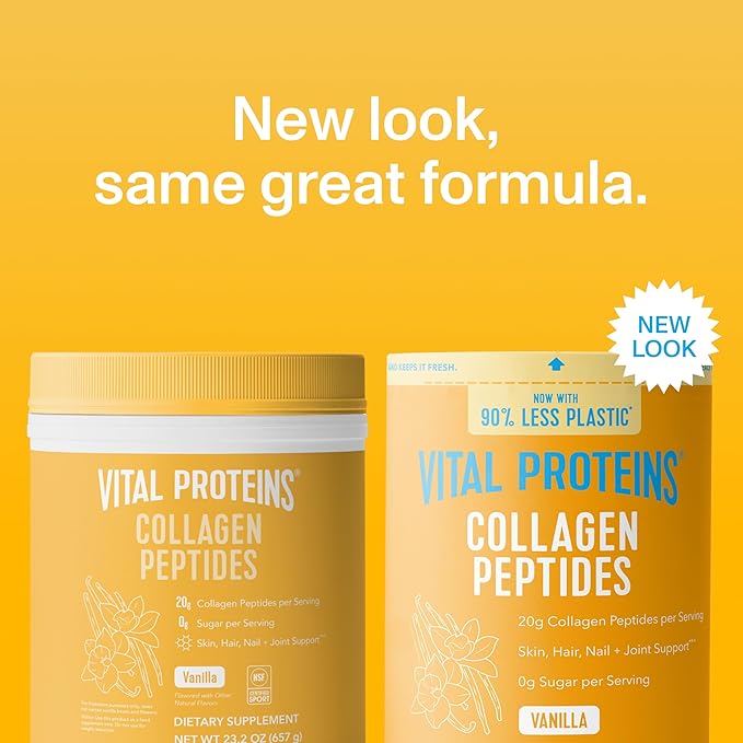 Vital Proteins Collagen Peptides Powder - Grass Fed Collagen Peptides for Hair, Nail, Skin, Bone & Joint Health, Vanilla, 23.2 Ounces