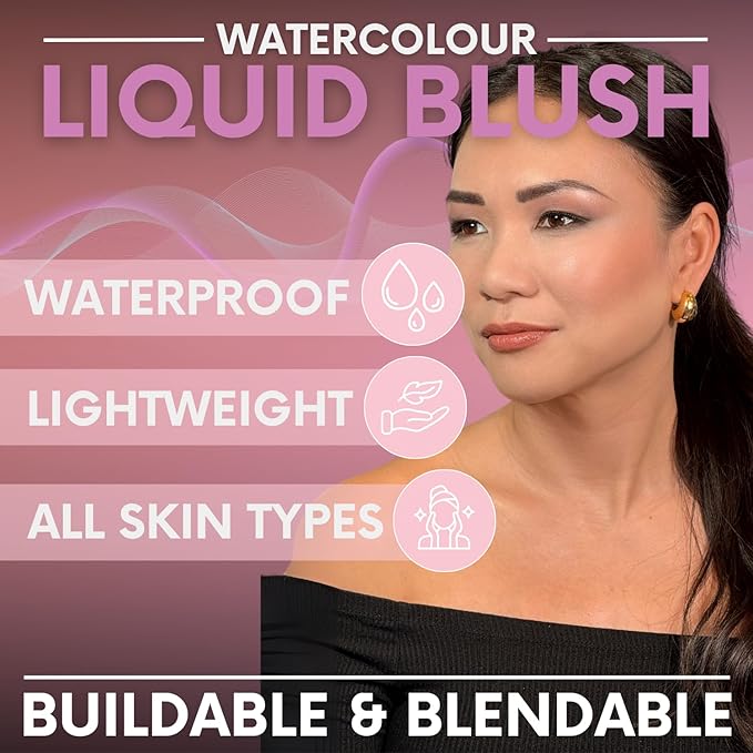 Daniel Sandler Watercolor Liquid Blush — Buildable, Blendable & Long-Lasting Liquid Blush for Cheeks, Lips, & Eyes — Lightweight & Water Resistant — For All Skin Types — Cherub
