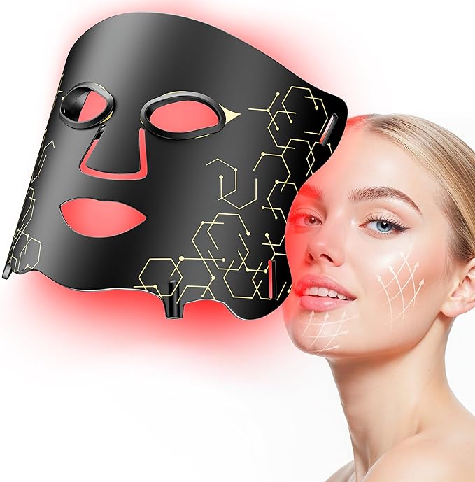 LED Light Therapy mask (E106A) for Face, LED Light Therapy Mask with Adjustable Brightness and Timer, Soft Silicone Red Light Therapy Mask for Home & Travel