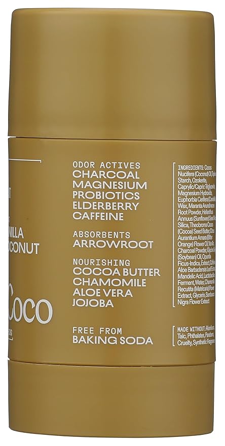 Cleo+Coco Sensitive Deodorant Balm, Vanilla Coconut (2.2 oz), Natural Aluminum Free Deodorant for Women & Men with 5X Odor Fighters, 24+hour Odor Control, Free from Synthetic Fragrance, Vegan