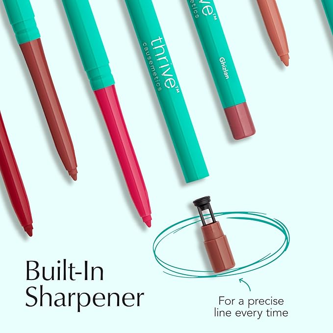Thrive Causemetics Lip Filler Long-Wearing + Plumping Lip Liner, Shea Butter Hydrating Lip Plumper Retractable Lip Liner Pencil, Built In Sharpener, Vegan & Cruelty Free, Ghizlan (Plum Mauve)