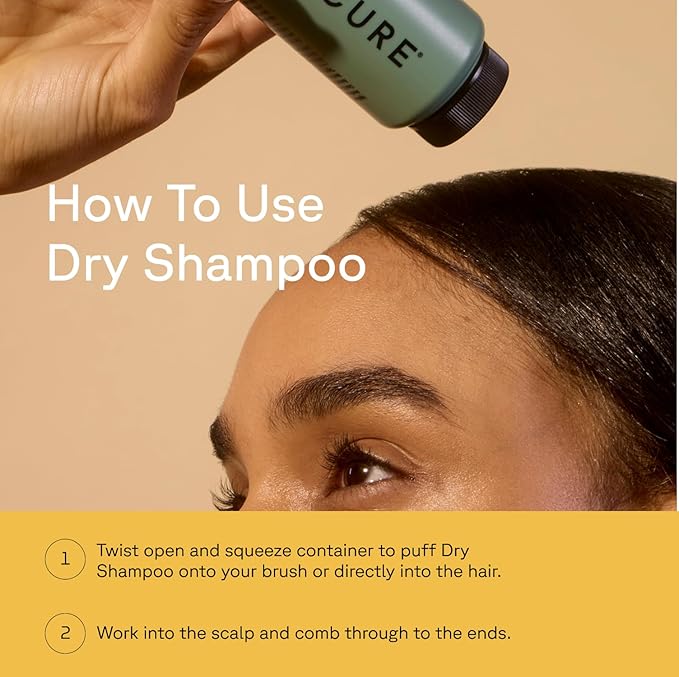 Acure Dry Shampoo - Mini Powder Dry Shampoo for Women with Brunette & Dark Hair, Care to Refresh Treated Color Tinted Hair with Rosemary & Cocoa, Non Aerosol, 100% Vegan - 1.7 oz Travel Size (2 Pack)