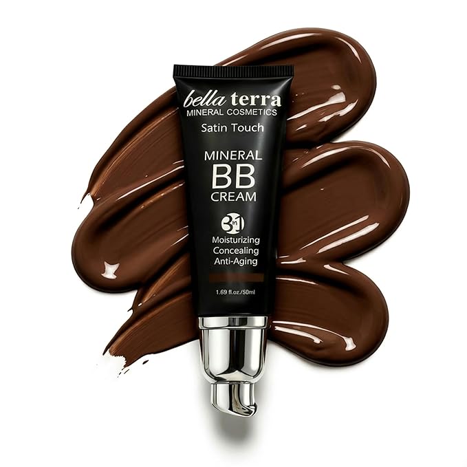 Bellaterra Cosmetics BB Cream – Tinted Moisturizer & Mineral Foundation Makeup, Dark 108 – Lightweight, Oil-Free, Buildable Coverage, Matte Finish, Anti-Aging Concealer, Clean Beauty, 1.69 oz