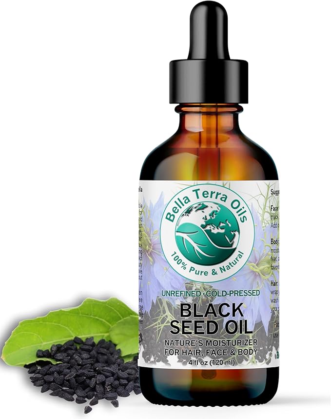 Bella Terra Oils - Black Seed Oil 4 oz - Harness the Power of Nigella Sativa, Abundant in Thymoquinone & Essential Fatty Acids, A Luxurious Addition to Your Beauty Routine