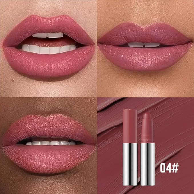 Deep Rosewood Matte Lipstick Crayon – Waterproof Long Lasting Lip Liner Pencil, High Pigment Creamy Velvet Lipstick, Non-Drying Lip Color for Women, 04#