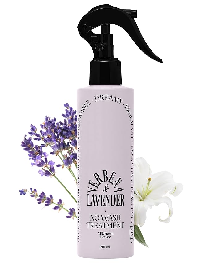 Milk Protein Intensive No-Wash Treatment - Korean Hair Perfume Serum Spray - Subtle Verbena Lavender Scent - Anti Frizz Detangler Mist for Curly, Dry & Damaged Hair, 6.76 fl.oz.