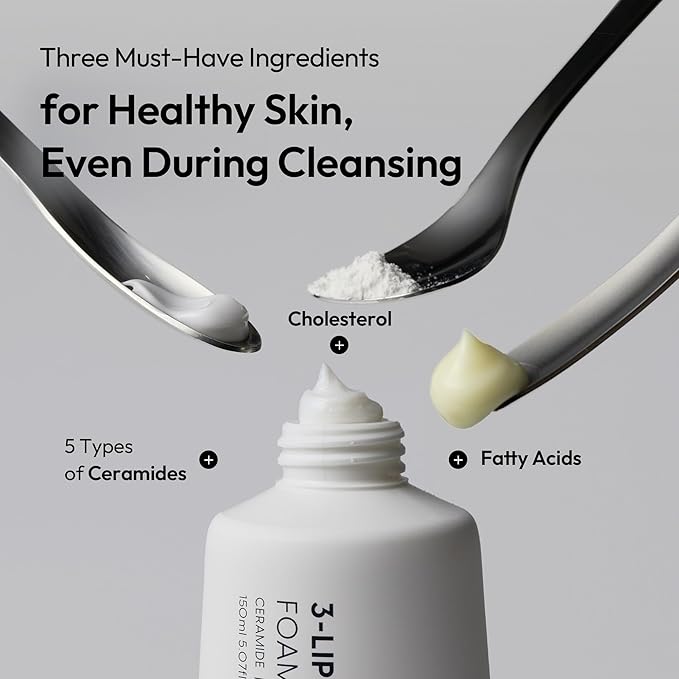 LAYERLAB Korean Face Wash with 5 Ceramides | Hydrating Low pH Cream Foam Cleanser for Sensitive Skin | Helps Support Moisture Barrier, Non-Drying, For All Skin Types 100ml 5.07 fl oz (White)