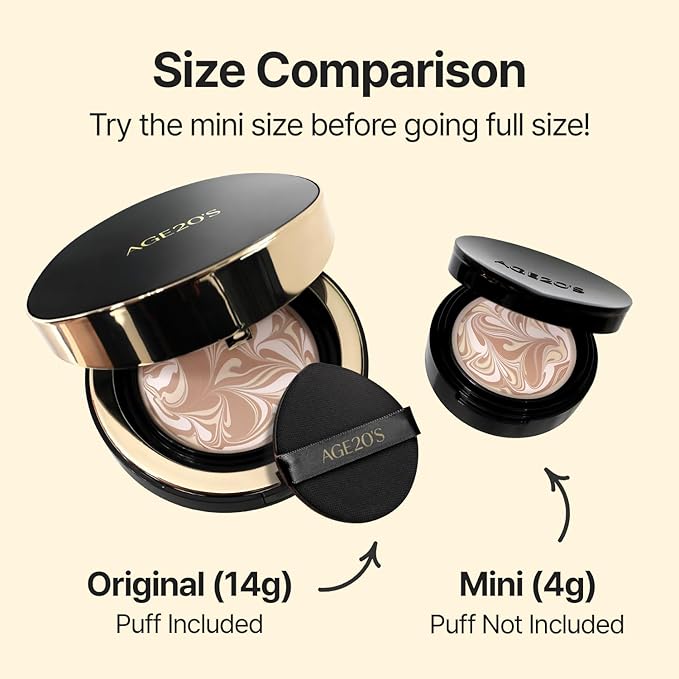 [MINI SIZE] AGE20'S Signature Essence Pact | 31N | Vegan Korean Cushion Foundation | Pack of 1 | Cream Foundation, Dewy & Glow Finish, Natural Coverage, SPF 50+ | 0.14 oz
