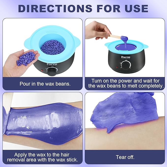 Premium Waxing Kit for Women, Wax Warmer Hair Removal at Home with Beads & Silicone Pot, Hard Wax Warmer for Face, Legs, and Body, Machine, 5 Pack Beads, Accessories, Black