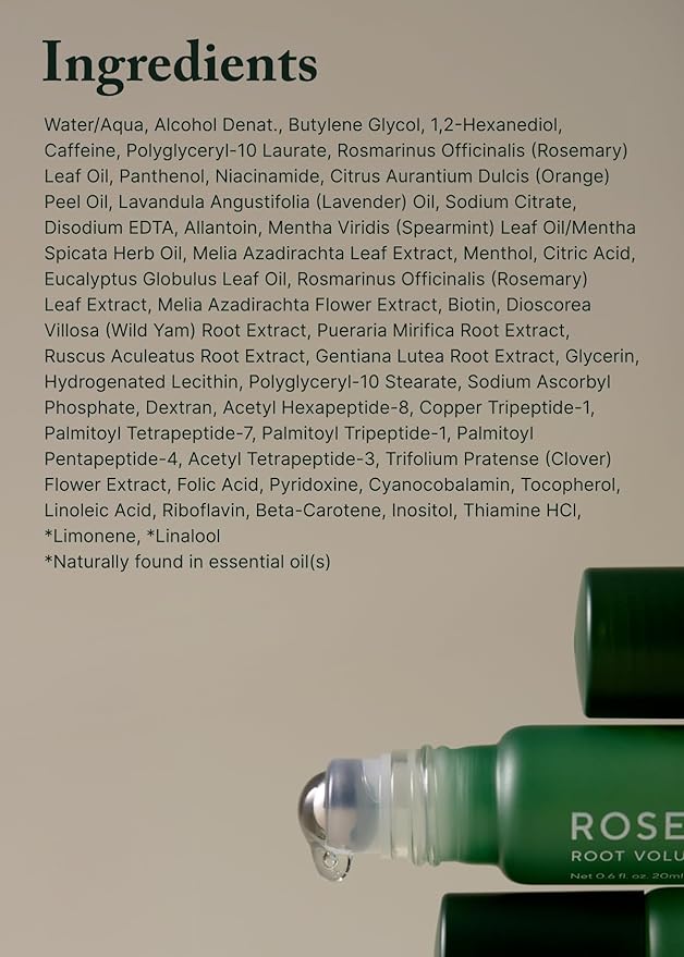AROMATICA Rosemary Root Volumizing Scalp Serum, Hair Growth Serum Roll on, Caffeine 10,000ppm & Rosemary Essential oils 1,400 ppm, Cooling Scalp Korean hair care, Silicon/Paraben/Sulfate‑Free (0.67oz)