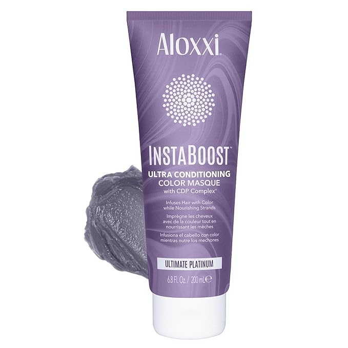 ALOXXI InstaBoost Conditioning Color Masque in Ultimate Platinum Neutralizes Brassiness in Blonde and Silver Hair, 6.8 Fl Oz