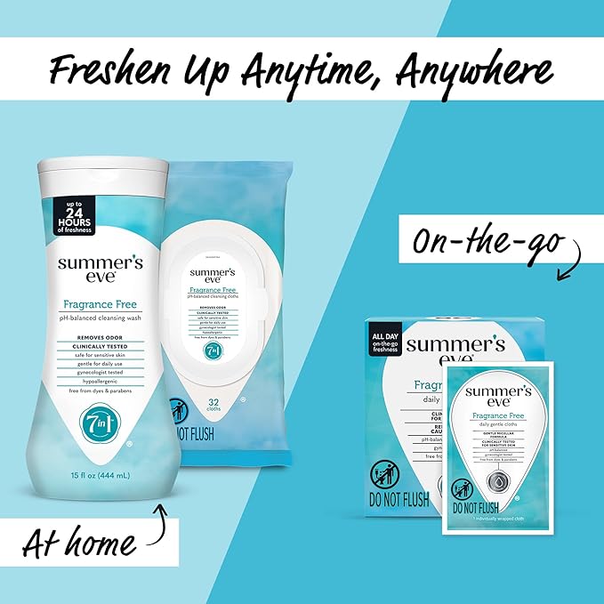 Summer's Eve Fragrance Free All-Over Feminine Wash, Gentle pH-Balanced Body Wash for Women, Removes Vaginal Odor, 15 Fl Oz, Pack of 3