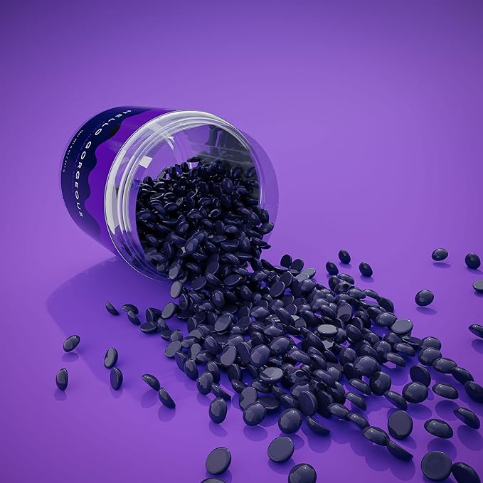 Miss Cire Purple Hard Wax Beads - Painless Hair Removal Peel-Off Wax - No Strips Needed - Low melting Point - Gel Like Consistency - For Face and Body - Hello Gorgeous - For Sensitive Skin - 8oz