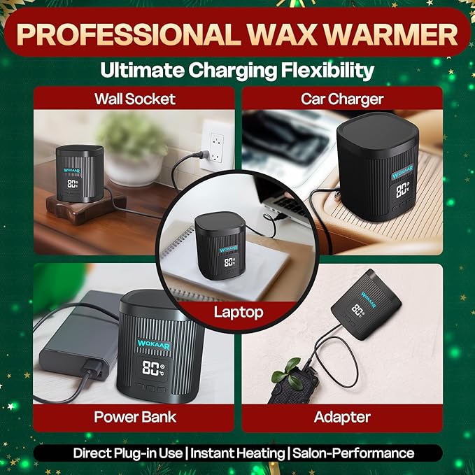 Nose Wax Kit for Eyebrow and Ear Hair | 100gWax, 50 Face Waxing Sticks | USB-C(5V/2A) Wax Warmer | Hair Removal Kit for Men & Women | 15 Pre/Post Wipes, Ear and Mustache Guards & Earplug