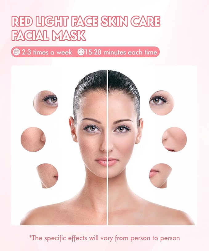 Yahi Red Light Therapy for Face and Neck, Rechargeable and Ergonomic Design for Home & Travel, Cordless Face Mask Light Therapy, White