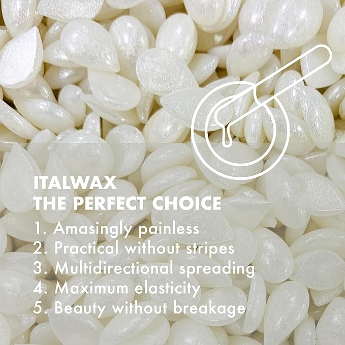 Italwax Top Line Crystal Hard Wax 1.65lb (750g)– Neutral White Ultra-Delicate Formula with No Fragrance or Colorants, Ideal for Reactive Skin & Facial Areas – Made in Italy