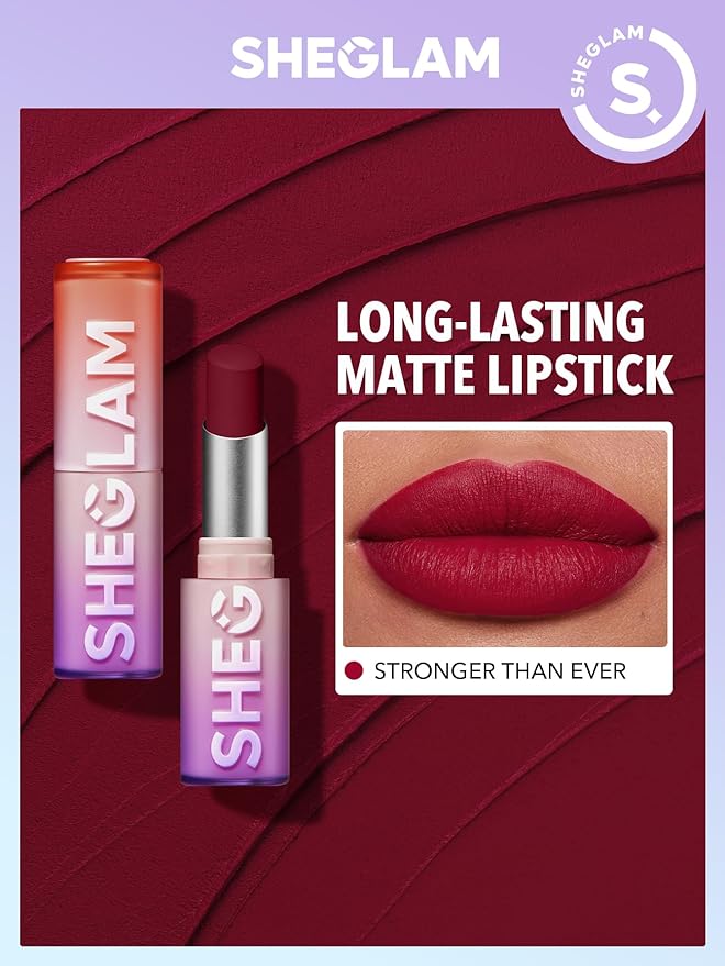SHEGLAM Dynamatte Boom Waterproof Matte Lipstick Long Lasting Transfer Proof Lip Stick - Stronger Than Ever