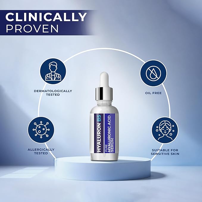 Hyaluronic Acid Serum for Face – 2.5% Hyaluronic Acid + 3% B5 - Acido Hialuronico B5 Serum for Women - Hydrating Formula for Fine Lines, Wrinkles & Anti Aging - 30ml