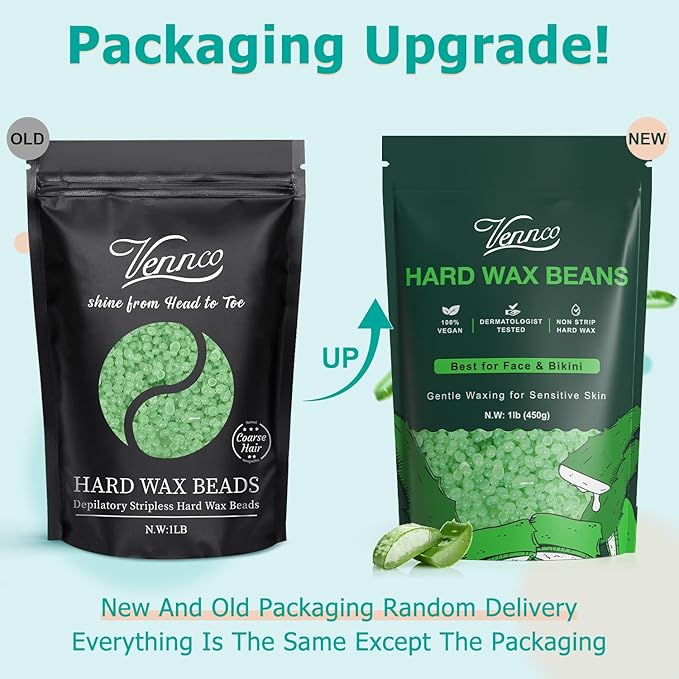 Hard Wax Beads, 1lb Wax Beans For Coarse Hair Removal Sensitive Skin With Pure Aloe Vera, For Face Eyebrow Leg Bikini Brazilian Waxing, Perfect For Full Body & All Hair Types At Home