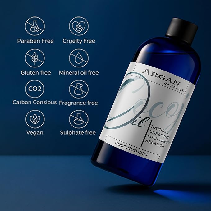 Argan Oil -Cold Pressed 16 oz Pure Natural Extra Virgin Unrefined Argan Moroccan Marrakesh Oil Moisturizer Hair Face Lips Body Scalp Skin Hair