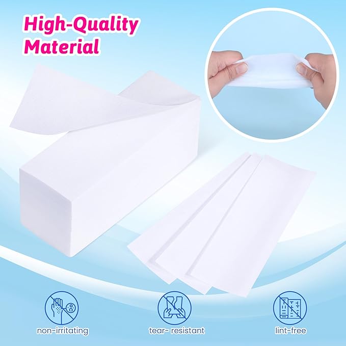 200 Pieces Large Non-woven Wax Strips for Body and Facial Hair Removal, Salon Quality Epilating Strips