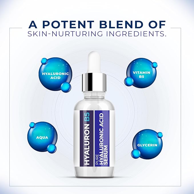 Hyaluronic Acid Serum for Face – 2.5% Hyaluronic Acid + 3% B5 - Acido Hialuronico B5 Serum for Women - Hydrating Formula for Fine Lines, Wrinkles & Anti Aging - 30ml