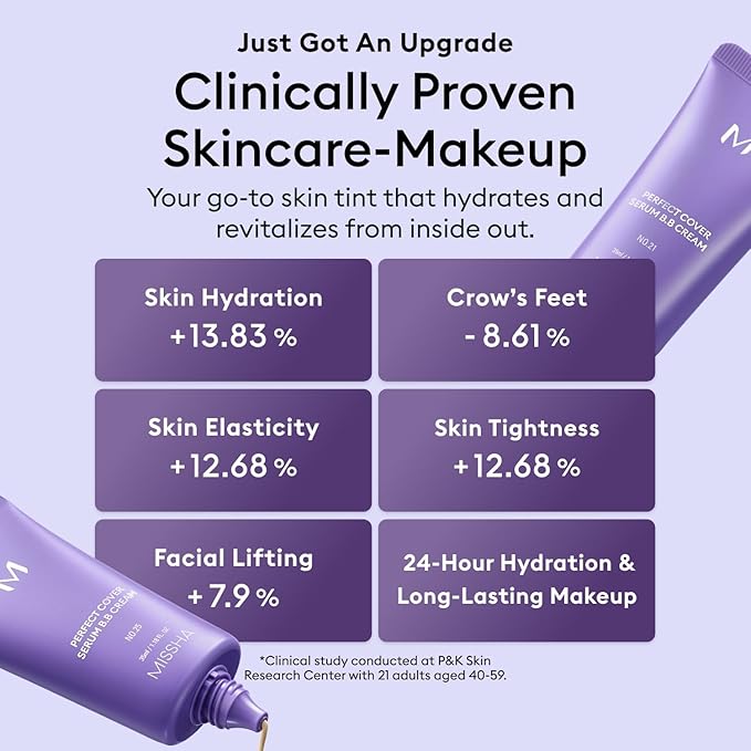 MISSHA M PERFECT COVER SERUM BB CREAM No.17 Fair- Fair with Cool Undertone, BB Cream by Cardi B Pick, Skin Tint, Tinted Moisturizer, Skin Care Foundation Makeup, Korean Makeup,1.18 Fl oz