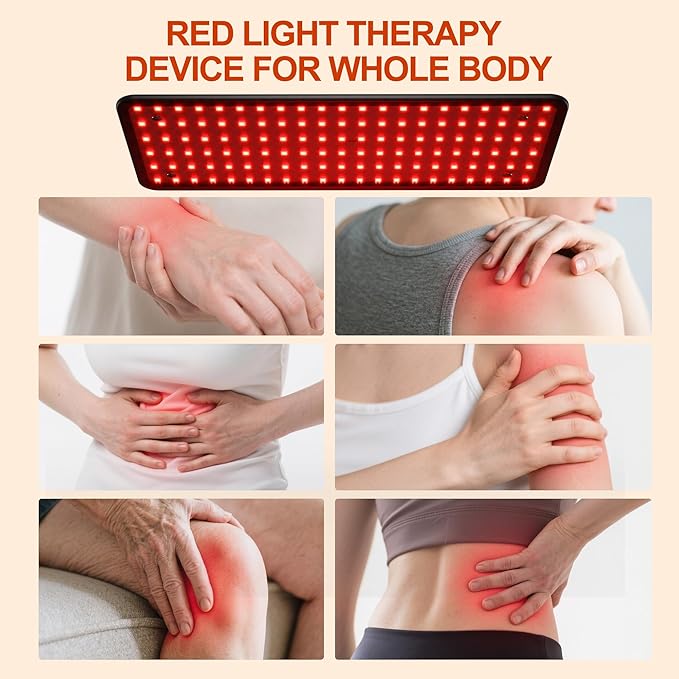Morfone Red Light Therapy for Body & Face - Infrared Light Therapy Lamp 660nm, 850nm, 940nm Tri-Wavelength LED Beads Panel with Height Adjustable Stand for Home Use, Gift for Women Girls