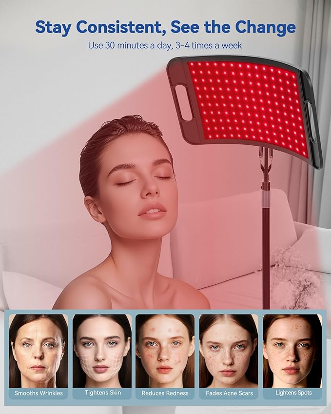 KingPavonini Red Light Therapy for Body, 140 LEDs Large Panel with Stand, 660nm Red & 850nm Infrared LightTherapy, RedLight Therapy Lamp for Full Body Face Skin Care, Home Use Gift for Men Women