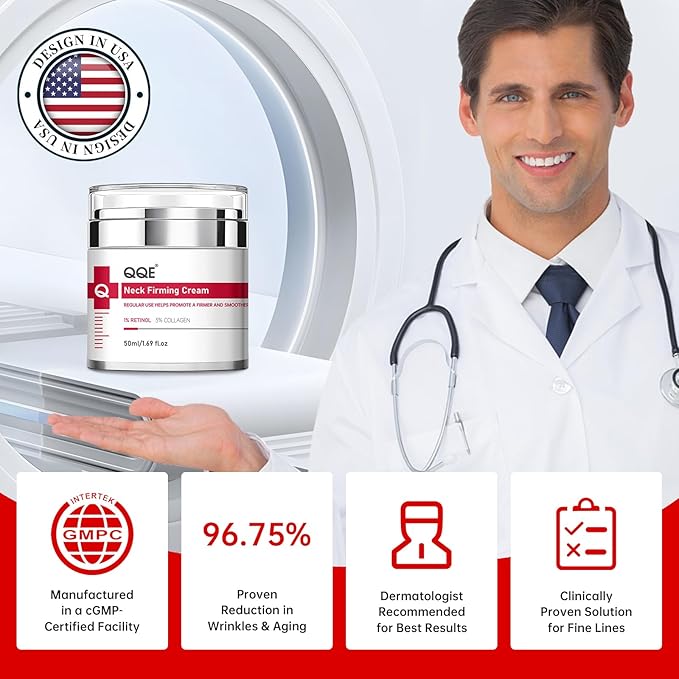 Neck Firming Cream with Retinol, Collagen & Hyaluronic Acid, Instant Lift & Tightening, Anti-Aging & Wrinkle Cream for Women & Man, Hydrating and Nourishing Tighten and Lift Neck Cream - 1.69Fl Oz