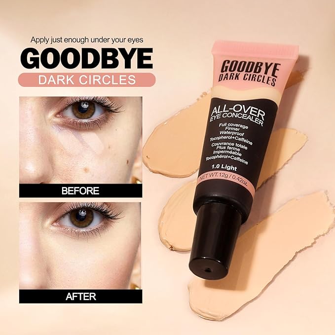 Liquid Concealer, Under Eye Full Coverage Concealers for Dark Circles, Fine Lines, Redness,Waterproof, Firming,Color Correcting Long lasting Makeup Concealer for Women (03#Medium)